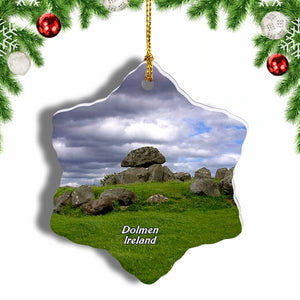 Ireland Dolmen Place Of Worship Tomb Christmas Ornament 3 Inches Snow