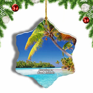 Rarotonga Cook Islands Christmas Ornament 3 Inches Snow