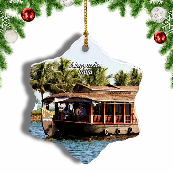 India Alleppey Alappuzha Christmas Ornament 3 Inches Snow