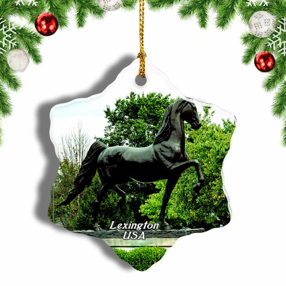 USA America Kentucky Horse Park Lexington Christmas Ornament 3 Inches Snow