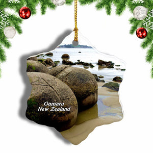 New Zealand Moeraki Boulders Oamaru Christmas Ornament 3 Inches Snow