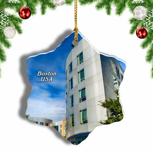 USA America Massachusetts Institute of Technology Boston Christmas Ornament 3 Inches Snow