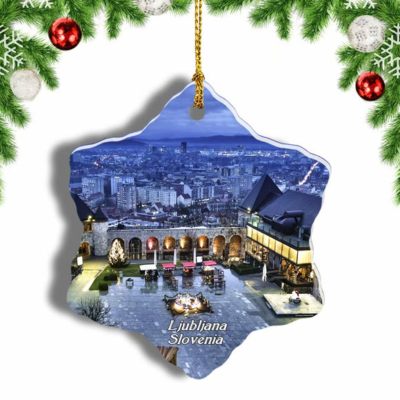 Slovenia Ljubljana Castle Christmas Ornament 3 Inches Snow