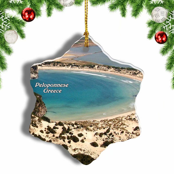 Greece Peloponnese Christmas Ornament 3 Inches Snow