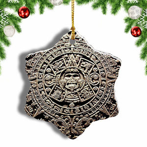 Mexico Maya Totem Mexico Christmas Ornament 3 Inches Snow