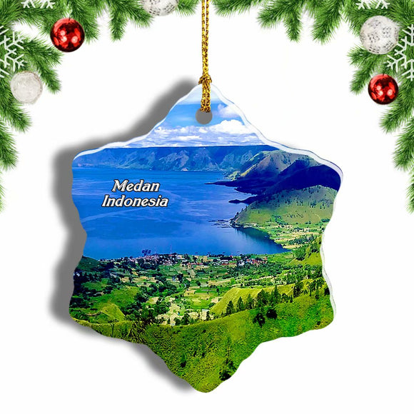 Indonesia Lake Toba Medan Christmas Ornament 3 Inches Snow