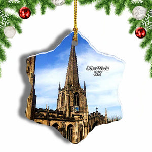 UK England Cathedral Church of St. Peter and St. Paul Sheffield Christmas Ornament 3 Inches Snow