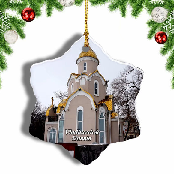 Russia Eastern Orthodox Church Vladivostok Christmas Ornament 3 Inches Snow