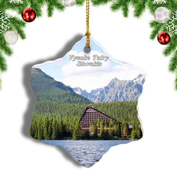 Slovakia Vysoke Tatry Lake Christmas Ornament 3 Inches Snow