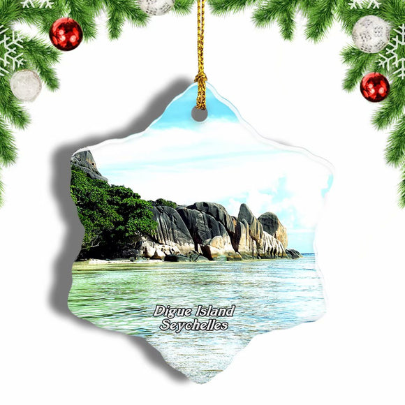 Anse Source d¡¯Argent La Digue Island Seychelles Christmas Ornament 3 Inches Snow