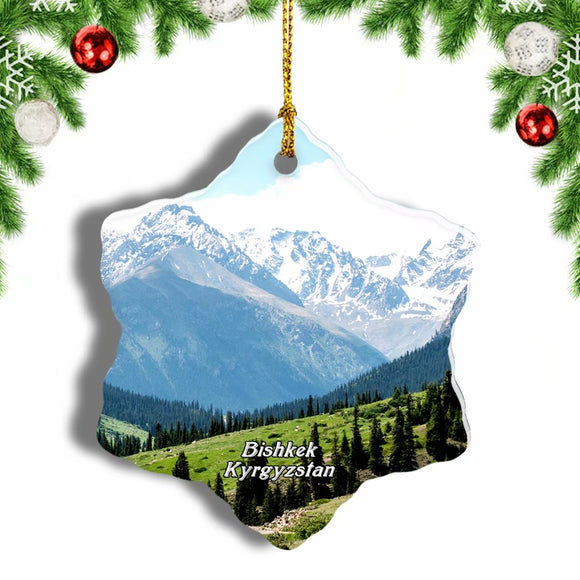 Ala-Archa Gorge Bishkek Kyrgyzstan Christmas Ornament 3 Inches Snow