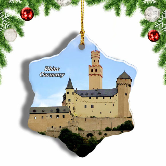 Germany Castle Rhine Rhone Christmas Ornament 3 Inches Snow