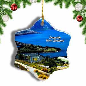 New Zealand Otago Peninsula Dunedin Christmas Ornament 3 Inches Snow