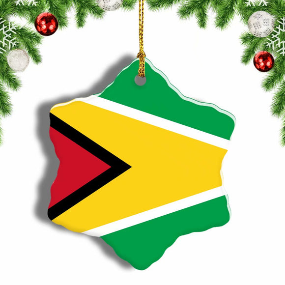 Guyana Flag Christmas Ornament 3 Inches Snow