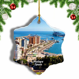 Spain Malaga Christmas Ornament 3 Inches Snow