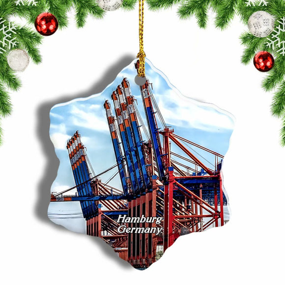 Germany Port of Hamburg Hamburg Christmas Ornament 3 Inches Snow