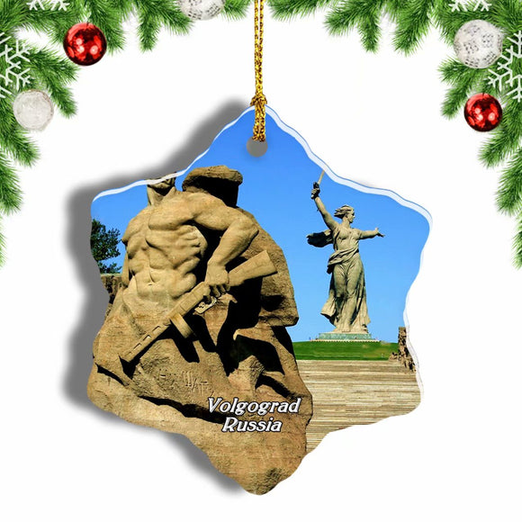 Russia The Motherland Calls' Sculpture Volgograd Christmas Ornament 3 Inches Snow