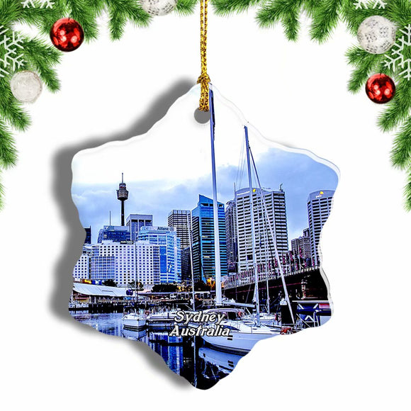 Australia Darling Harbour Sydney Christmas Ornament 3 Inches Snow