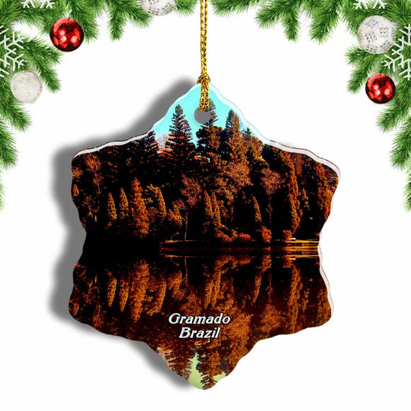 Brazil Black lake Gramado Christmas Ornament 3 Inches Snow