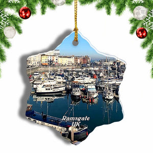 UK England Ramsgate Royal Harbour & Marina Christmas Ornament 3 Inches Snow