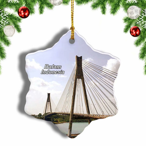 Indonesia Barelang Bridge Christmas Ornament 3 Inches Snow