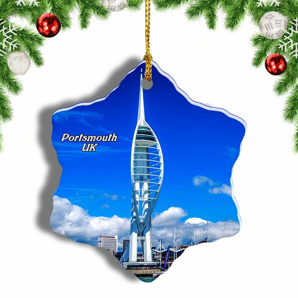 UK England Emirates Spinnaker Tower Portsmouth_ Christmas Ornament 3 Inches Snow