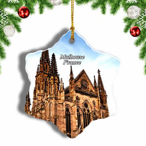 France Cathedral Mulhouse Christmas Ornament 3 Inches Snow