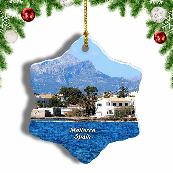 Spain Alcudia Beach Mallorca Christmas Ornament 3 Inches Snow