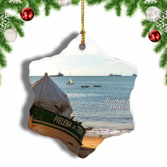 Brazil Fortaleza Beach Christmas Ornament 3 Inches Snow