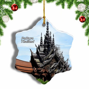 Thailand The Sanctuary Of Truth Pattaya Christmas Ornament 3 Inches Snow