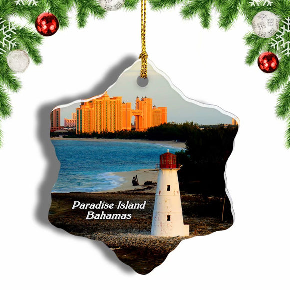 Paradise Island Bahamas Christmas Ornament 3 Inches Snow