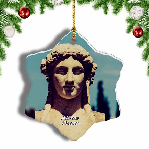 Greece Statue Athens Christmas Ornament 3 Inches Snow