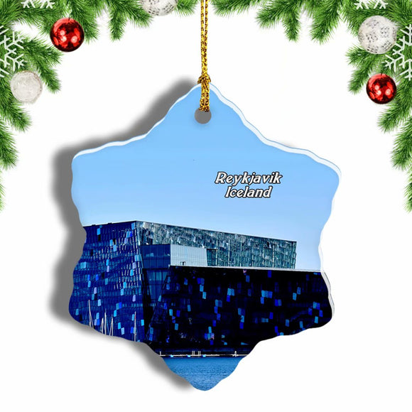 Iceland Harpa Reykjavik Christmas Ornament 3 Inches Snow