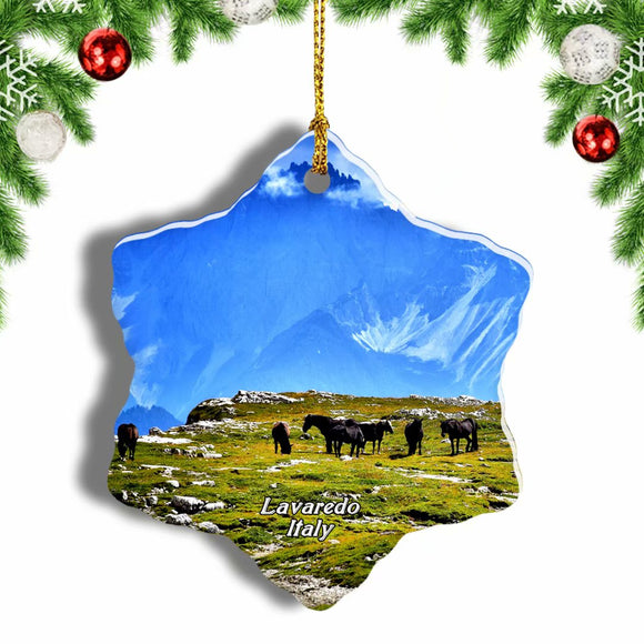 The Three Peaks  Lavaredo Italy Christmas Ornament 3 Inches Snow