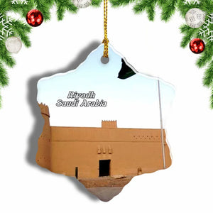 Masmak Fortress Riyadh Saudi Arabia Christmas Ornament 3 Inches Snow