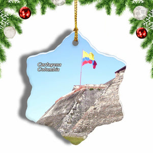 Colombia Cartagena  Castle Christmas Ornament 3 Inches Snow