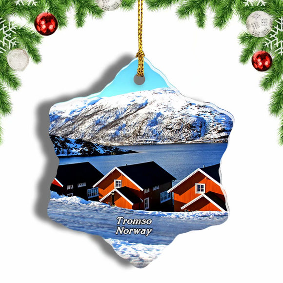 Norway Tromso Fjords Christmas Ornament 3 Inches Snow