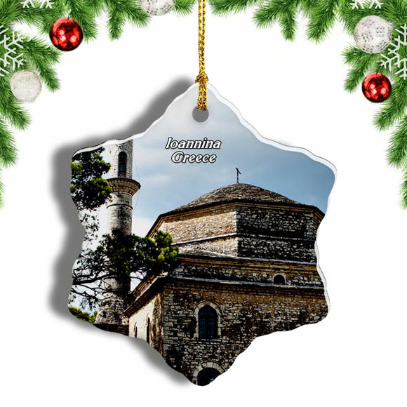 Greece Ioannina Castle Christmas Ornament 3 Inches Snow