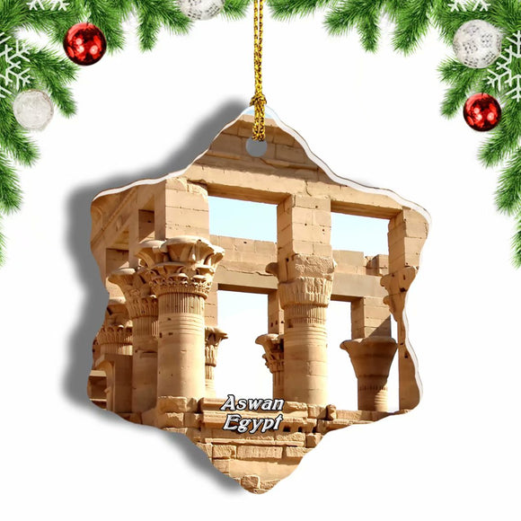 Egypt Temple of Philae Aswan Christmas Ornament 3 Inches Snow