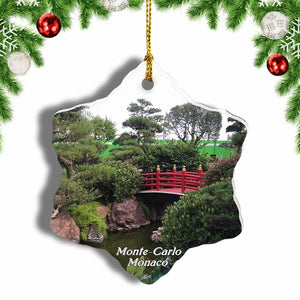 Monaco Japanese Gardens Monte-Carlo Christmas Ornament 3 Inches Snow