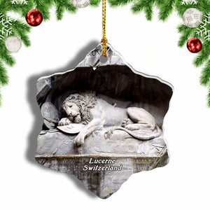 Switzerland Lion Monument Lucerne Christmas Ornament 3 Inches Snow