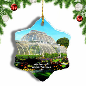 UK England Royal Botanic Gardens, Kew Richmond-upon-Thames Christmas Ornament 3 Inches Snow