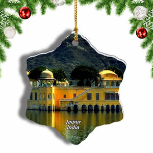 India Jal Mahal Jaipur Christmas Ornament 3 Inches Snow