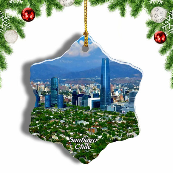 Chile Santiago Christmas Ornament 3 Inches Snow