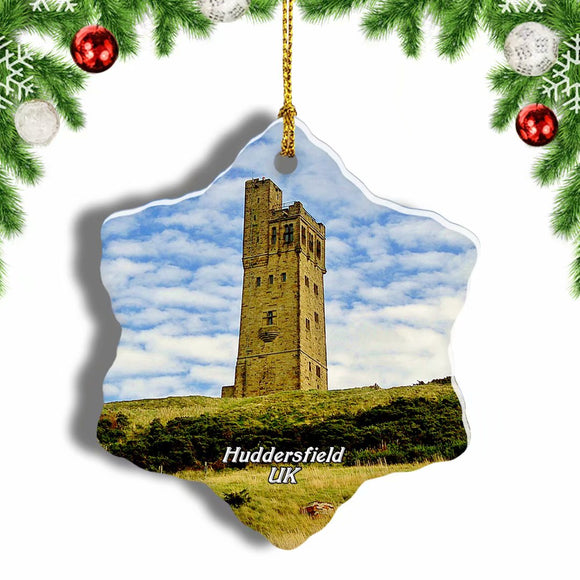 UK England Castle Hill Huddersfield Christmas Ornament 3 Inches Snow