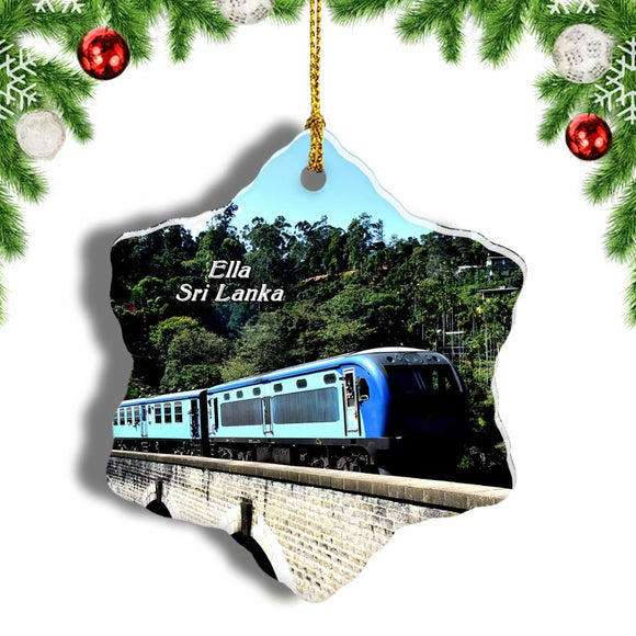 Sri Lanka Demodara Nine Arch Bridge Ella Christmas Ornament 3 Inches Snow