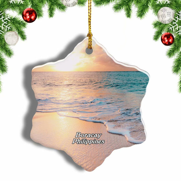 Philippines Friday Beach Boracay Christmas Ornament 3 Inches Snow