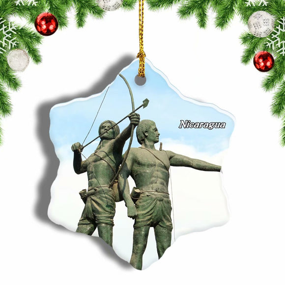 Nicaragua Statue Christmas Ornament 3 Inches Snow