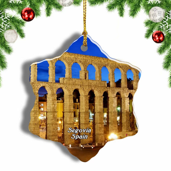 Spain Segovia aqueduct Christmas Ornament 3 Inches Snow