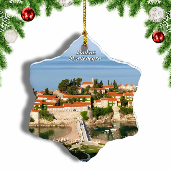 Montenegro  Budva Balkan Christmas Ornament 3 Inches Snow